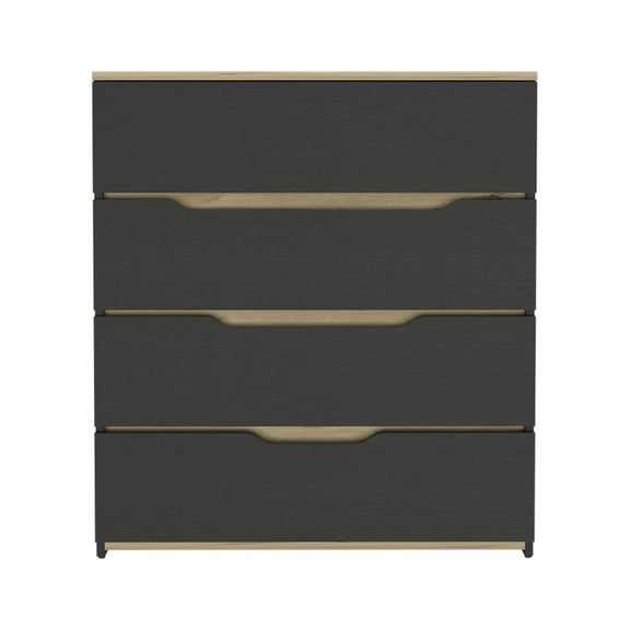 DEPOT E-SHOP Aralia Drawer Dresser-Four Drawers, Countertop-Black/Light Oak, For Bedroom