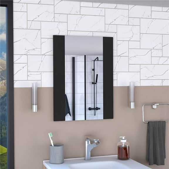 Depot E-Shop DE-ELW7931 Cairo Looking Glass Wood Rectangular Mirror, Black