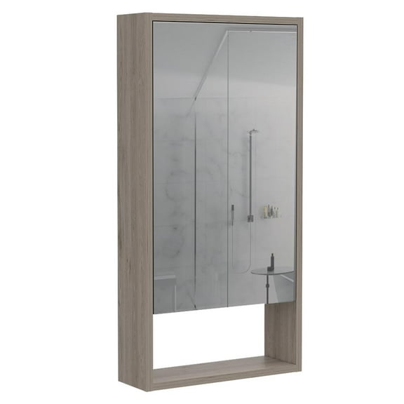 Depot E-Shop Palermo Medicine Cabinet With Large Mirror And Inner Shelf, Light Gray