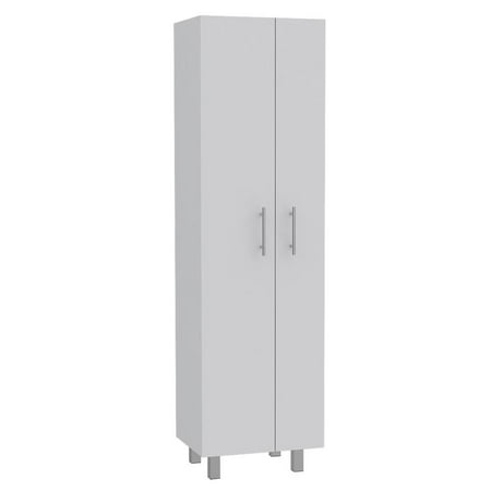 Bacoa Freestanding Supply Cabinet with Double Doors, Five Shelves - White