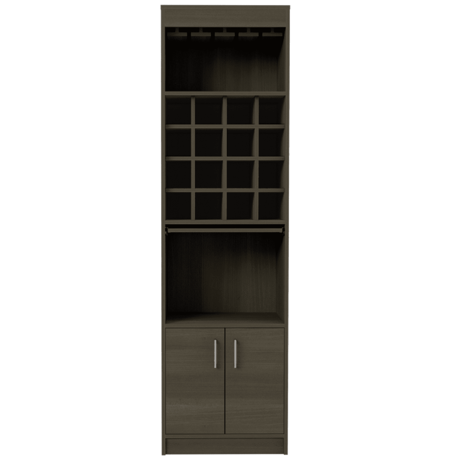 Soria Sleek Black Double Door Bar Cabinet with Extendible Serving Table
