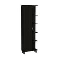 thumbnail image 1 of Venus Modern Design Linen Single Door Cabinet with Five External Shelves, Four Interior Shelves - Black, 1 of 7