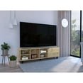 thumbnail image 1 of Depot E-Shop Conquest Tv Stand For Tvs Up To 70", 5 Open Shelves, Cabinet, And 5 Legs, Light Oak, 1 of 5