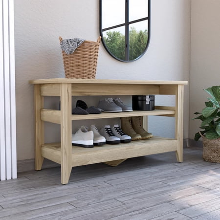 Mason Storage Bench, Two Open Shelves