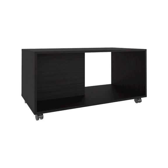 Depot E-Shop Denton Coffee Table, 4 Wheels, 1 Shelf, Black