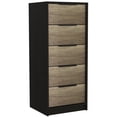 thumbnail image 1 of DEPOT E-SHOP Egeo 5 Drawer Dresser, Vertical Dresser, Black / Light Oak, 1 of 7