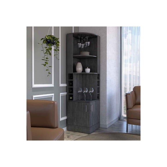 Depot E-Shop Egina Corner Bar Cabinet - Smoky Oak