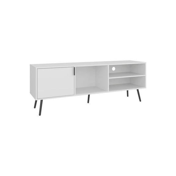 Depot E-Shop Ekwok TV Stand, 1 Door, 3 Shelves, White