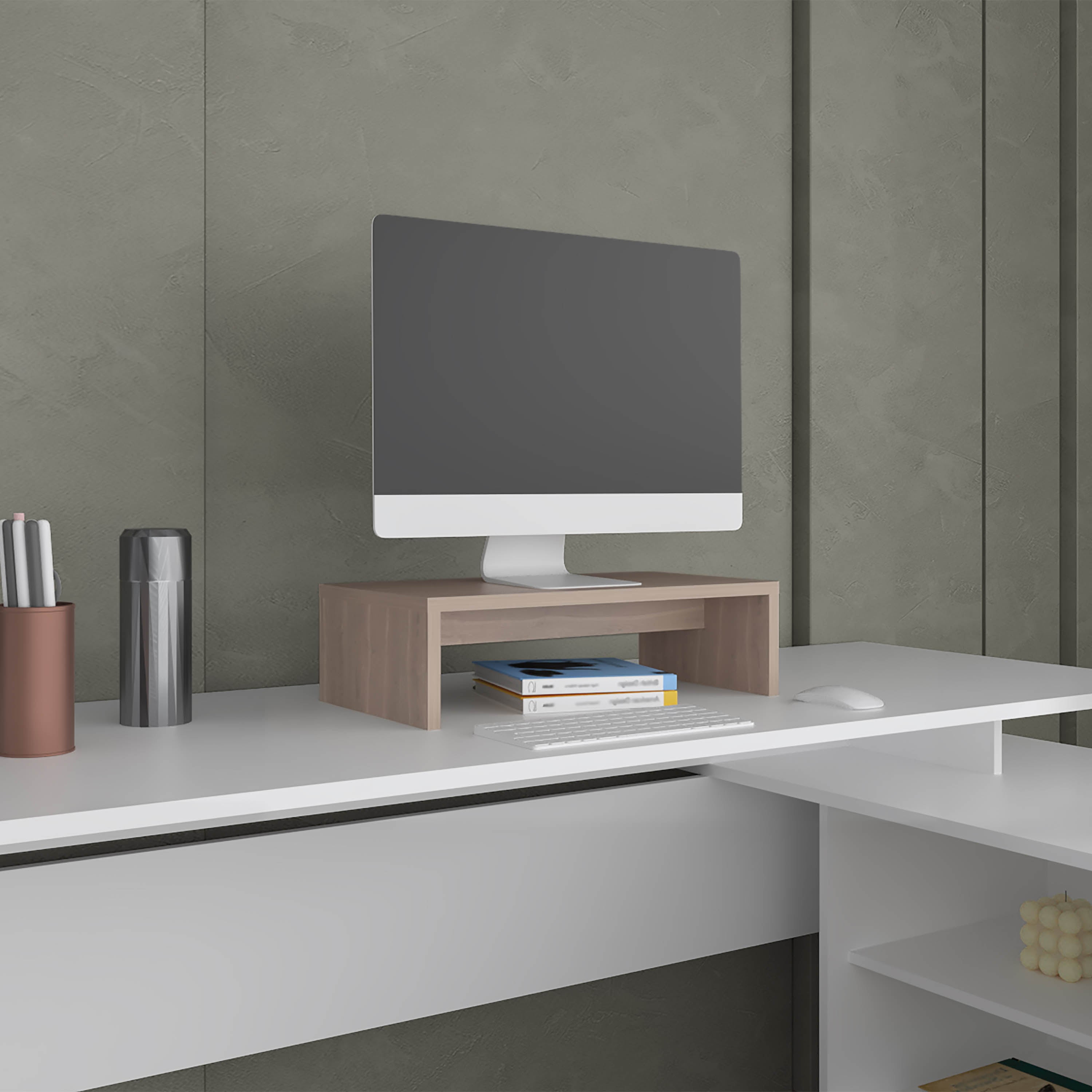 Elim White Oak Compact Desk with Shelf