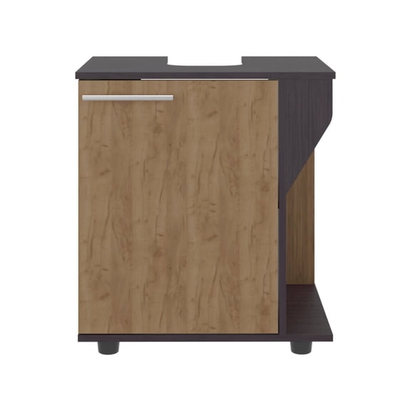 Depot E-Shop Enfield Under Sink Storage, 1 Door, 3 Shelves, Natural Oak / Black Wengue