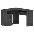 thumbnail image 1 of Depot E-Shop Idra L-Shaped Desk with Keyboard Tray, 2 Drawers, and Open Shelf, Smokey Oak, 1 of 7