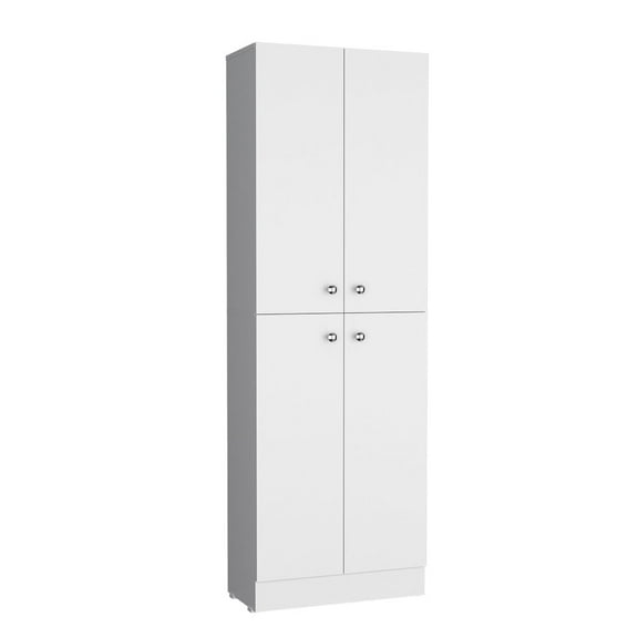 Depot E-Shop Kitchen Pantry 71" H, 4 Doors, 5 Adjustable Shelves, Laundry, White