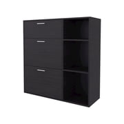 Depot E-Shop Linn Shoe Rack, 2 Doors, 1 Drawer, 3 Shelves, Black Wengue