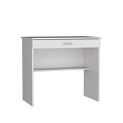 Montana Storage Desk, Spacious Stylish with Drawer and Shelf, White -Office