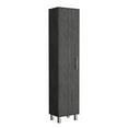 thumbnail image 1 of Depot E-Shop Narrow Storage Cabinet with 5-Tier Shelf and Broom Hangers, Smokey Oak -Garage, 1 of 7