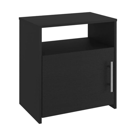 Nightstand 1 Door Cabinet Metal Handle 1 Shelf Black Engineered wood