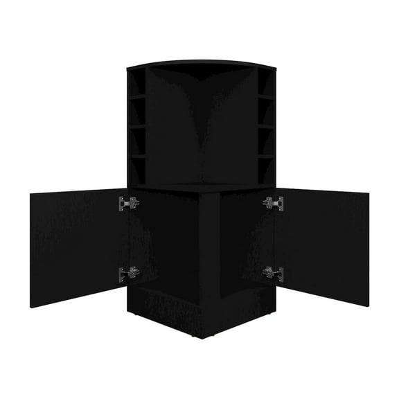 Depot E-Shop Norwich Bar Cabinet, 2 Doors, 8 Wine Bottle Compartments, Black Wengue