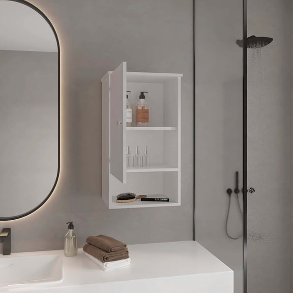 DEPOT E-SHOP Nulato Medicine Cabinet 28.6" - White Bathroom Storage with 1 Door & 3 Shelves