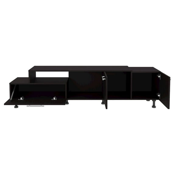 Depot E-Shop Olmitz Tv Stand, 3 Doors, 1 Shelf, 50" TV Capacity, Black Wengue