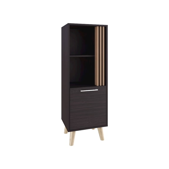 Depot E-Shop Orrin Storage Cabinet, 1 Door, 2 Shelves, Black / Natural Oak