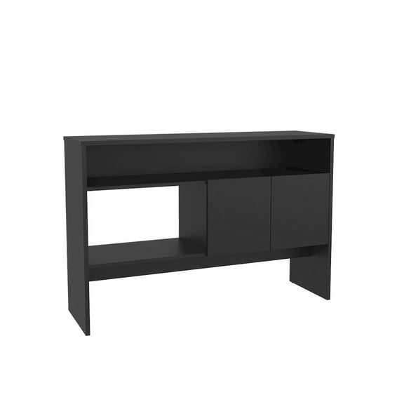 Depot E-Shop Salcha Console Table with 2 Doors and 3 Shelves, Black