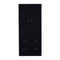 Depot E-Shop Silo 71" H Armoire with Two Doors, Two Drawers, and Hanging Rod,Black