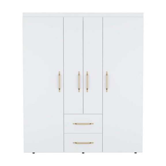 Depot E-Shop Valier Wardrobe, Deluxe Armoire with Multiple Storage Options and Metal Accents