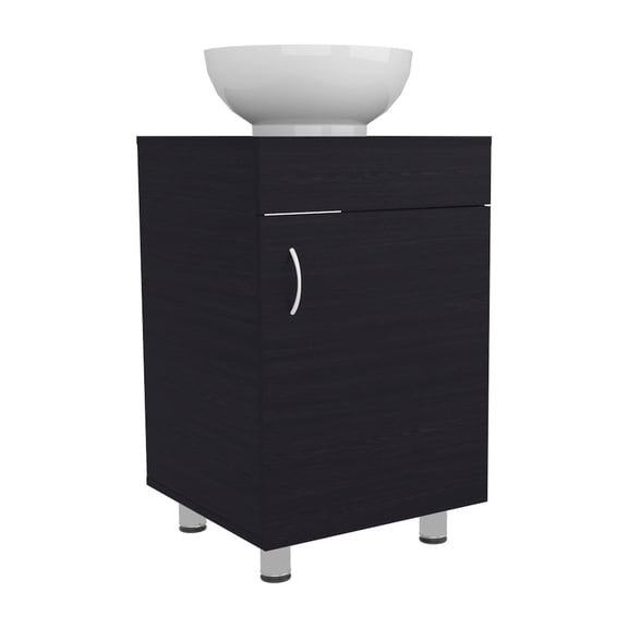Depot E-Shop Vicksburg Bathroom Vanity, 1 Door, 4 Legs, Black Wengue