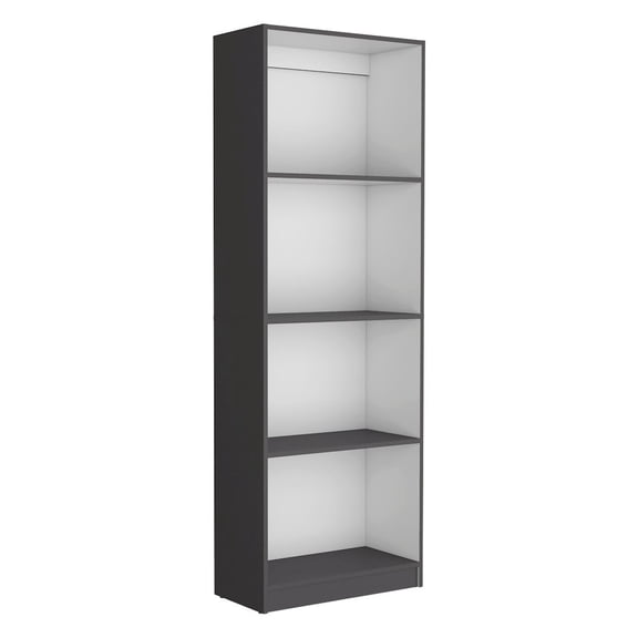 Depot E-Shop Vinton Bookcase with Spacious Tier-Shelving Design, Matt Gray / White _Office