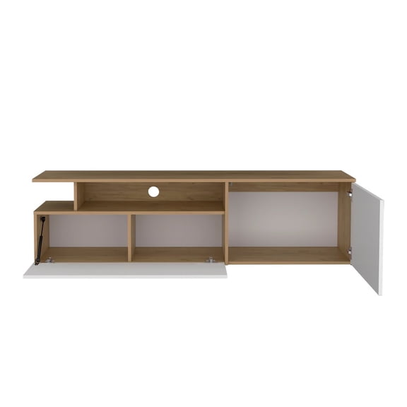 Depot E-Shop Virgil Tv Stand 60" TV Capacity, Natural Oak  /  White