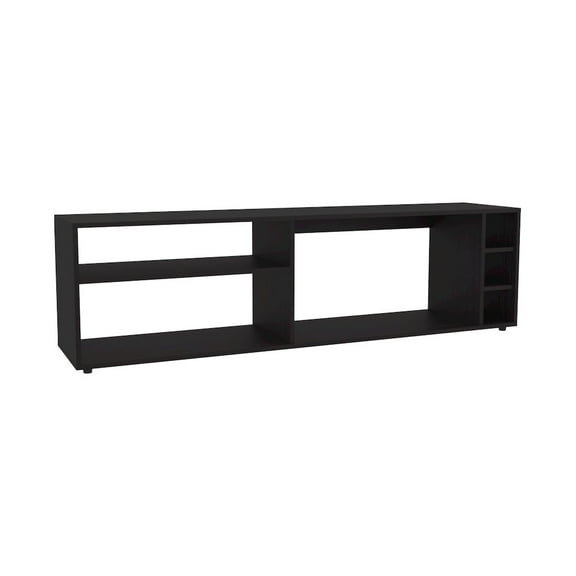 Depot E-Shop Weir Tv Stand, 6 Shelves, 60" TV Capacity, Black Wengue