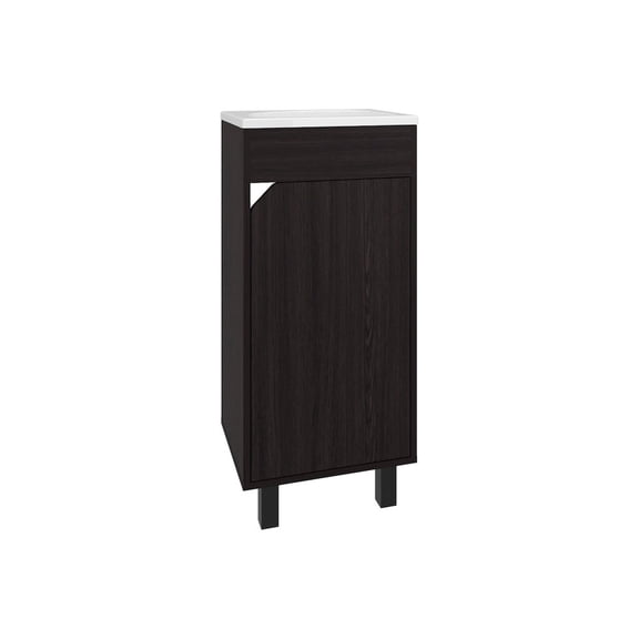Depot E-Shop Yorkana Bathroom Vanity, 1 Door, 4 Legs, 2 Shelves, Black Wengue