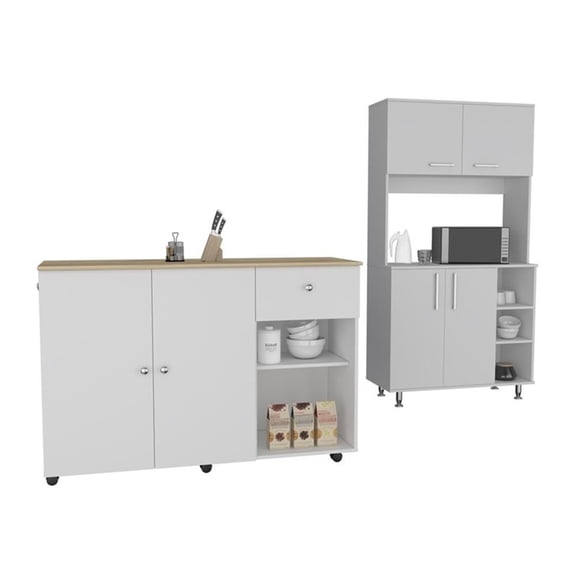 Edmond 2-Piece Kitchen Set in White Engineered Wood