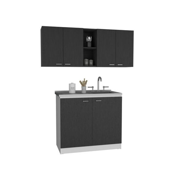 Luther 2-Piece Kitchen Set in Black Wengue Engineered Wood