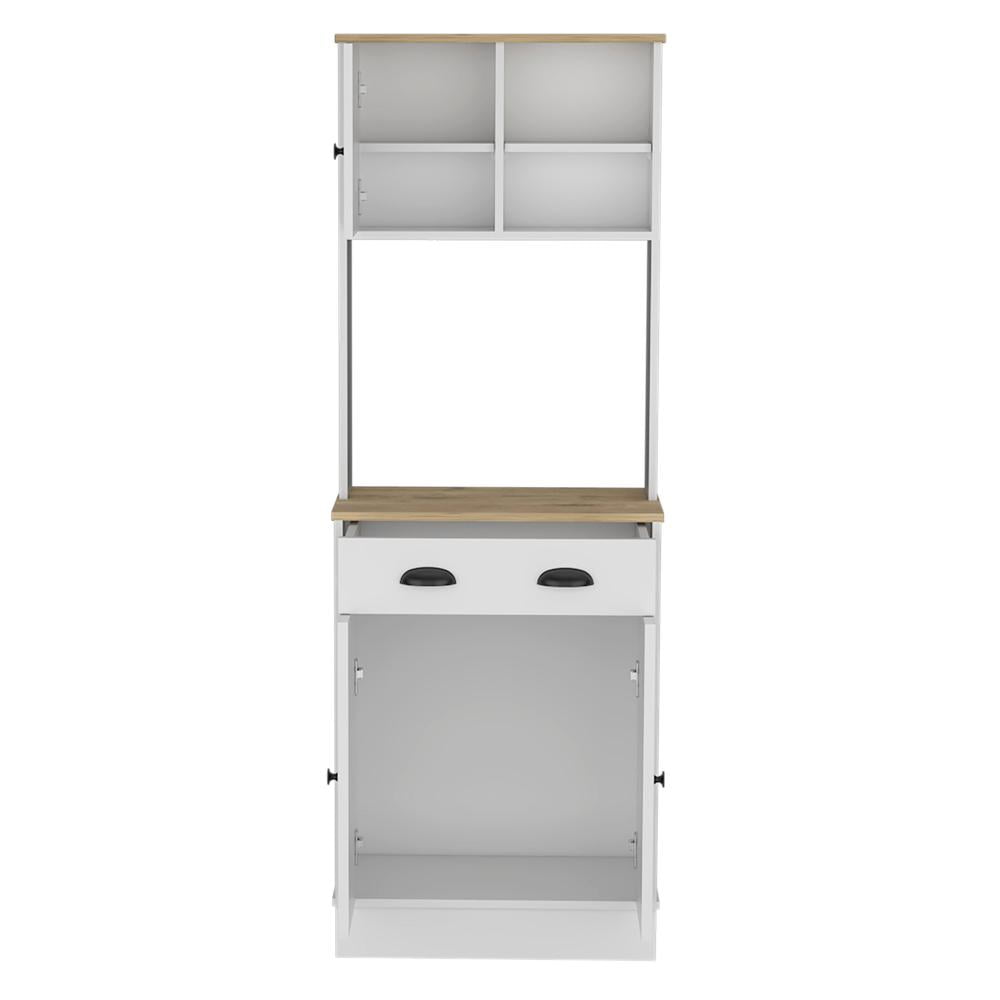 White Wood Writing Desk with Bookcase and Filing Cabinet