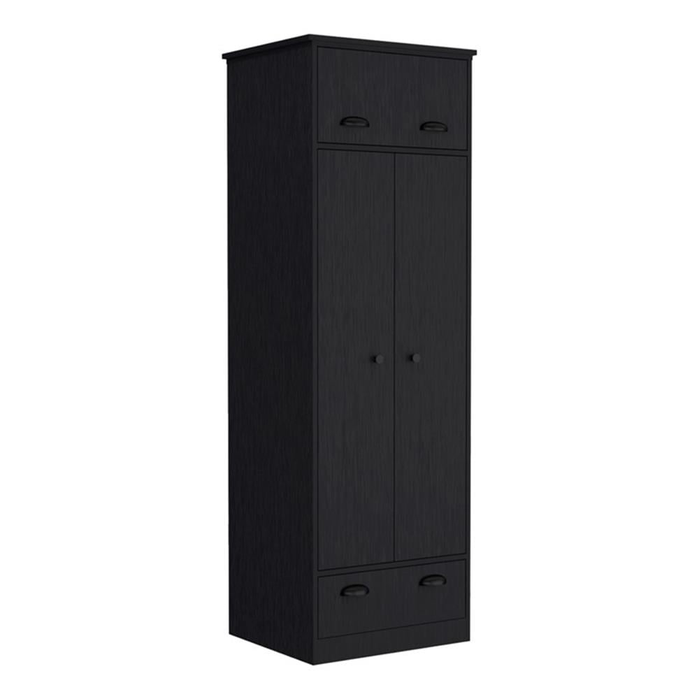 Tifton Black Engineered Wood Armoire with Hinged Drawer