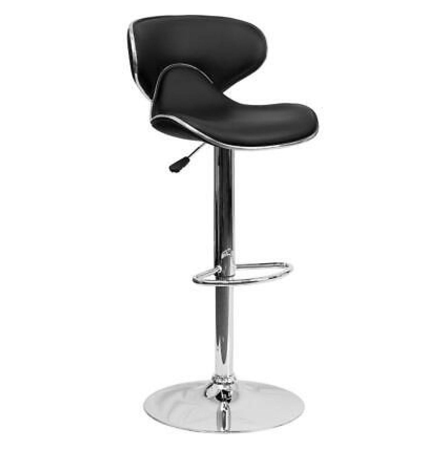 Black Vinyl Adjustable Height Swivel Barstool with Chrome Base