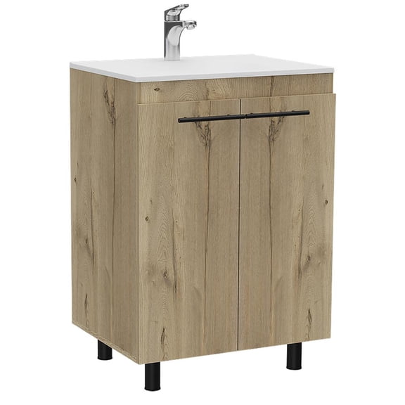 Depot Eshop, Dustin Free Standing Sink Cabinet, Bathroom Cabinet, Light Oak, Modern