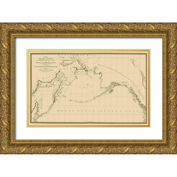 Depot Kart 14x10 Gold Ornate Wood Framed with Double Matting Museum Art Print Titled - Alaska, Siberia - Depot Kart 1897
