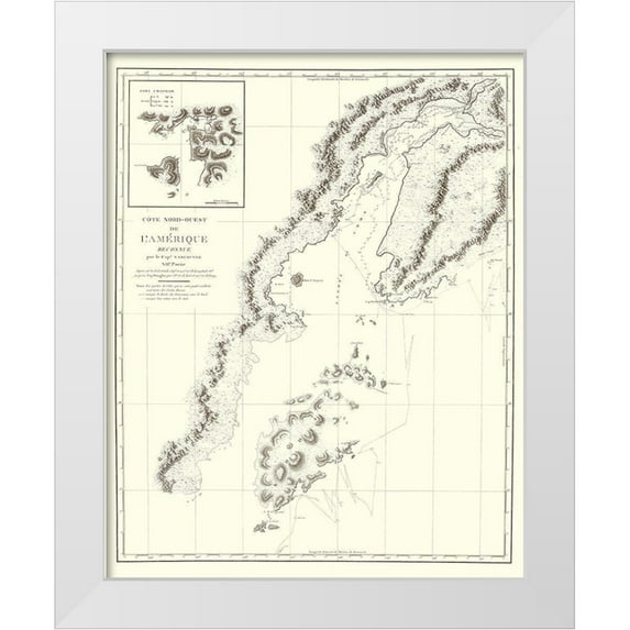 Depot de la Marine 26x32 White Modern Wood Framed Museum Art Print Titled - Alaska Southern Part - Depot de la Marine 1828
