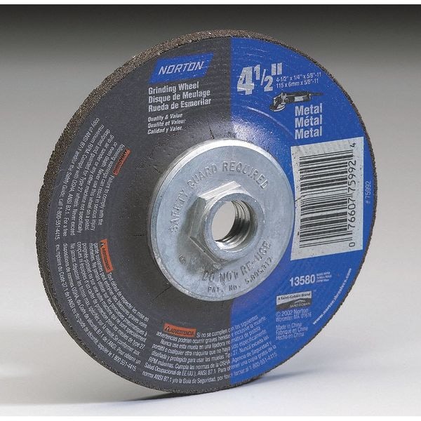SAIT 20165 A24T Grinding Wheel 4-1/2" X 1/4" – Type 27 Depressed Center, 10-Pack For Metal Grinding & Edge Work