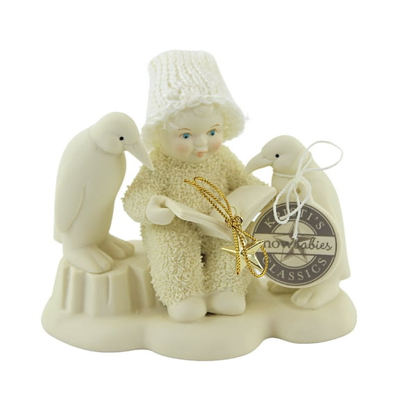 Dept 56 Snowbabies Read Me A Story Porcelain Gold Star Penguins 6007872