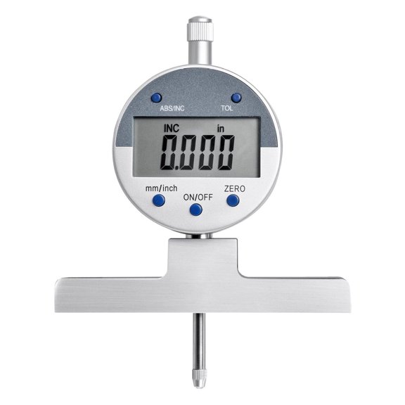 Depth Micrometer Digital 0-22 Inch, 0.0005" Resolution, Precision Gauge with 4 Anvils, Measuring Tool for Groove, Step, Hole, Engine Parts