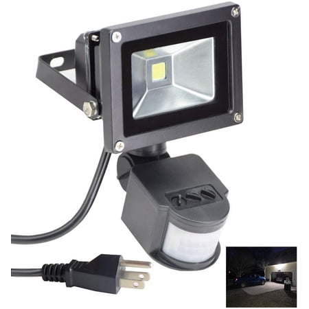 Depuley 10W Outdoor Motion Sensor Flood Security Light Sensitive LED Lights IP65 120 Degree Wide Beam Angle Waterproof Floodlight US 3-Plug