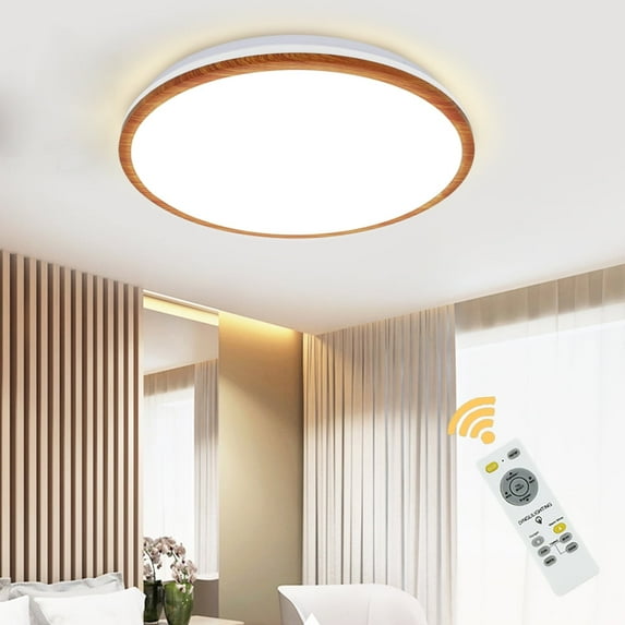 Depuley 17" 35W Dimmable LED Flush Mount Ceiling Light with Remote Round Ceiling Light Fixture 3-Color Light Changing for Living Room Bedroom Kitchen