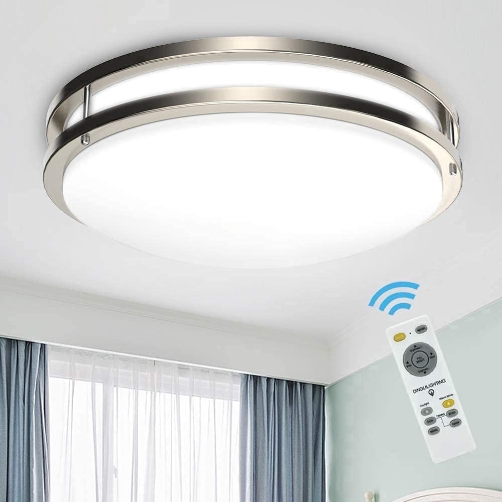 Depuley 17.6" Modern Flush Mount LED Ceiling Light Fixture with Remote ...