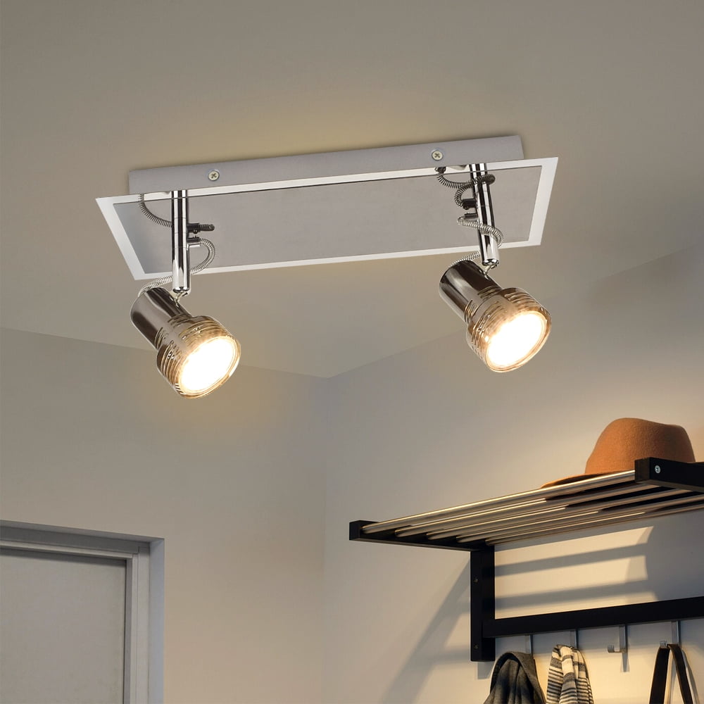 Depuley 2 Light Industrial Track Ceiling SpotLight Black Ceiling Light Fixture Flush Mount Pendant Light for Living Room Bedroom Kitchen Dining Hallway, GU10 Bulb Included