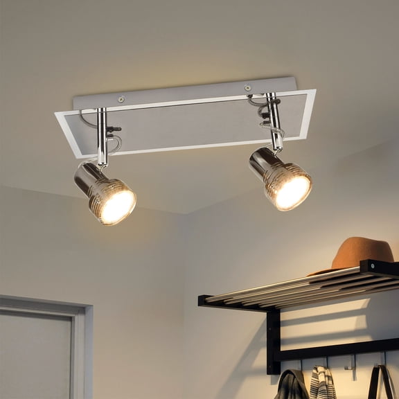 Depuley 2 Light Industrial Track Ceiling SpotLight Black Ceiling Light Fixture Flush Mount Pendant Light for Living Room Bedroom Kitchen Dining Hallway, GU10 Bulb Included