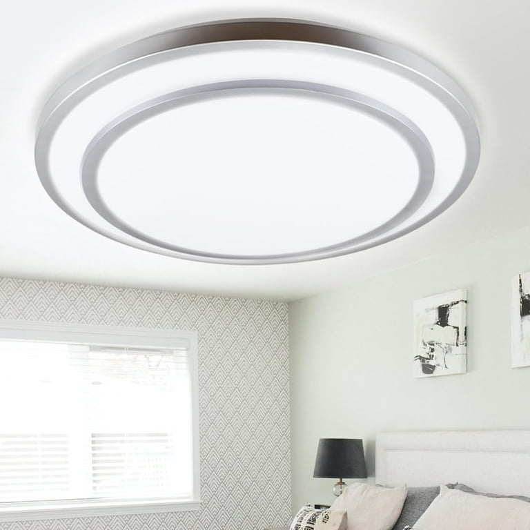 Depuley 20 Modern Dimmable LED Flush Mount Ceiling Lights with Remote Round Ceiling Light Indoor for Office Living Room Dining Kitchen Bedroom Bulb