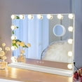 thumbnail image 1 of FanhSbrocade 23" Hollywood Large Vanity Mirror with 15 Dimmable LED Bulbs, Makeup Mirror Smart Touch Screen, USB Charging, 3 Color Changing, Magnifying, White, 1 of 10